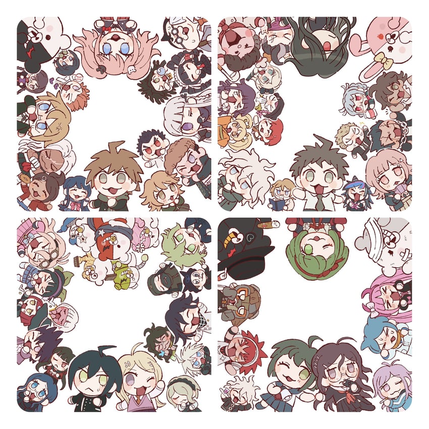 nanami chiaki, oma kokichi, saihara shuichi, komaeda nagito, hinata hajime, and 62 more (danganronpa and 4 more) drawn by 30en_(esx5g)