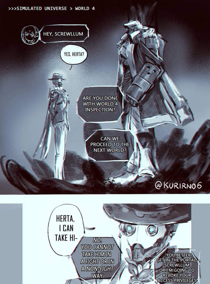 herta, screwllum, and svarog (honkai and 1 more) drawn by kurirno6