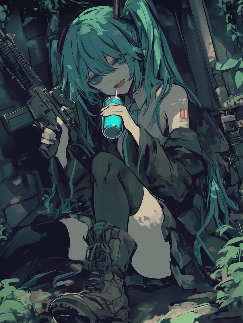 hatsune miku (vocaloid and 1 more) drawn by callimiya