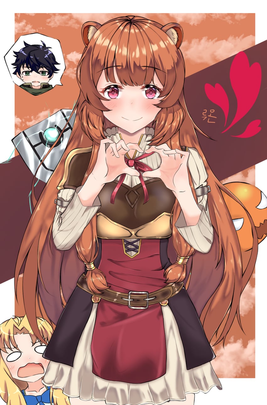 raphtalia, iwatani naofumi, filo, and balloon (tate no yuusha no nariagari) drawn by park350034