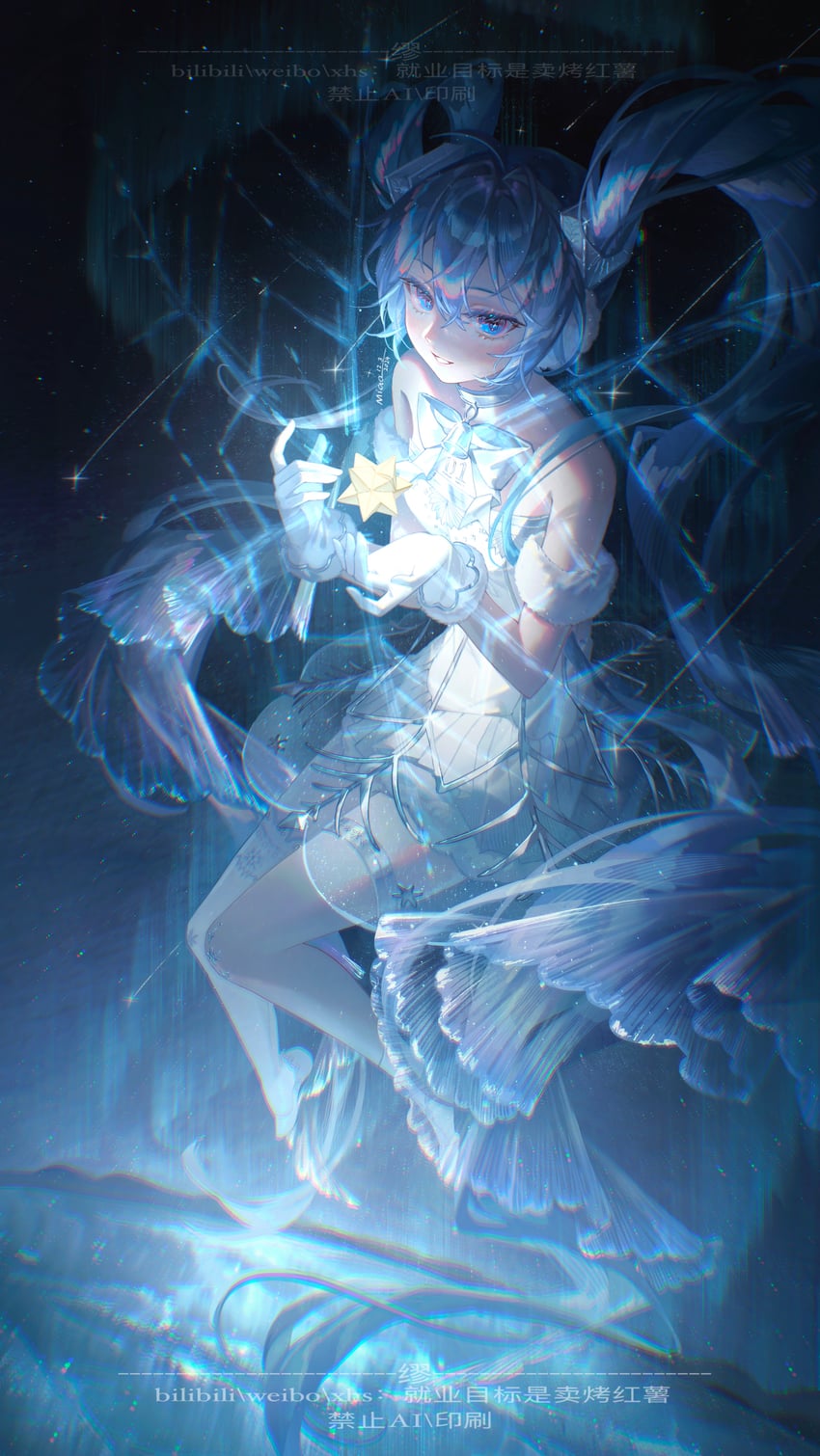 hatsune miku and gramophone miku (vocaloid and 1 more) drawn by jiuye_mubiao_shi_mai_kao_hongshu