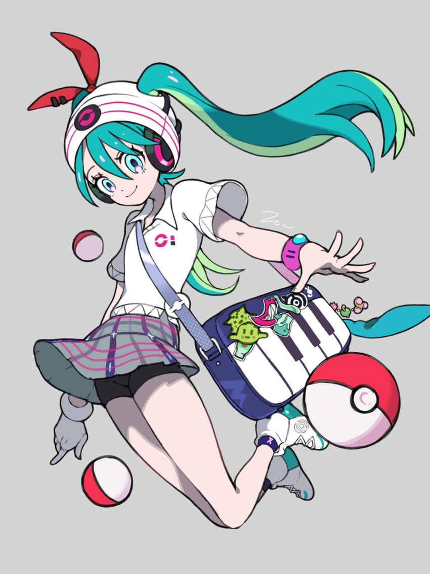 hatsune miku and psychic miku (pokemon and 2 more) drawn by furo_usagi