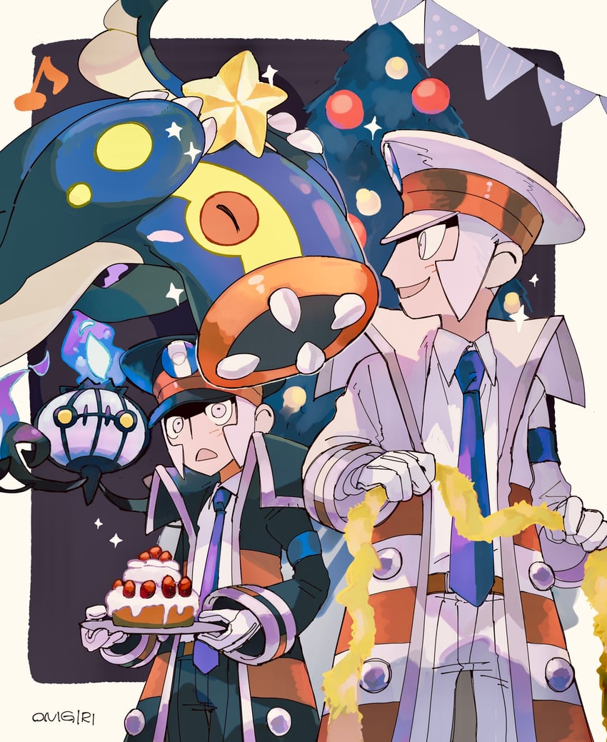 ingo, chandelure, emmet, and eelektross (pokemon and 1 more) drawn by onigiri_(ahku5522)