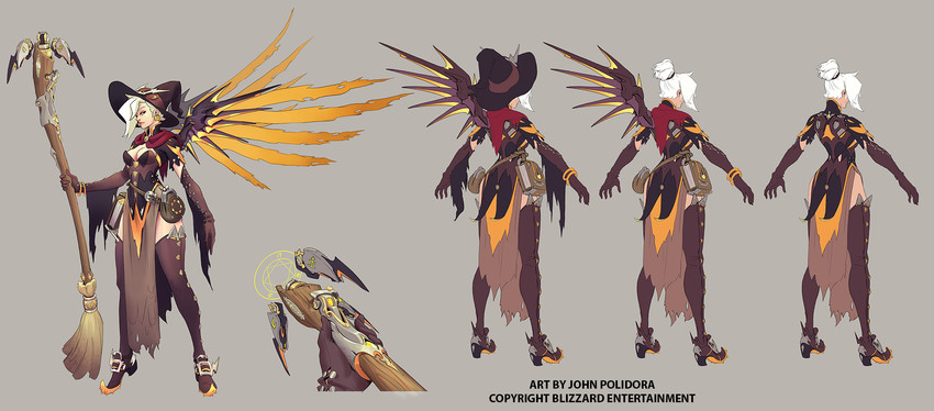 mercy and witch mercy (overwatch and 1 more) drawn by john_polidora