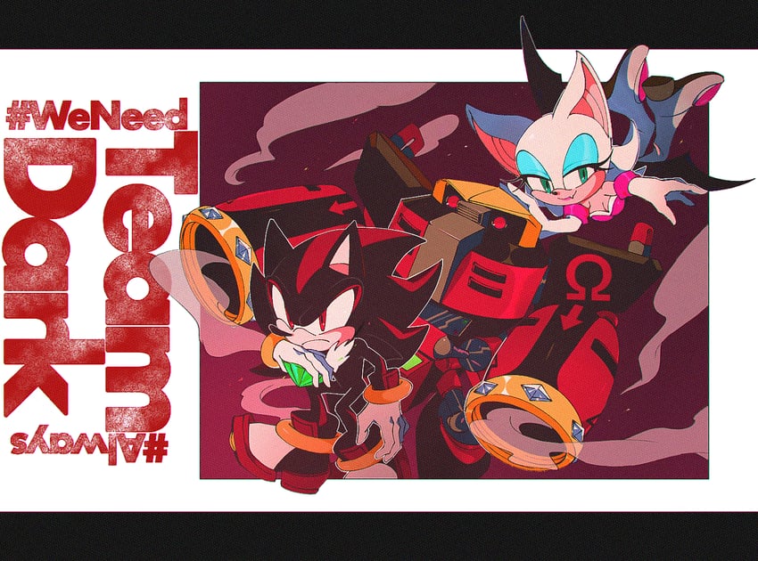 shadow the hedgehog, rouge the bat, and e-123 omega (sonic) drawn by 6v6_1212