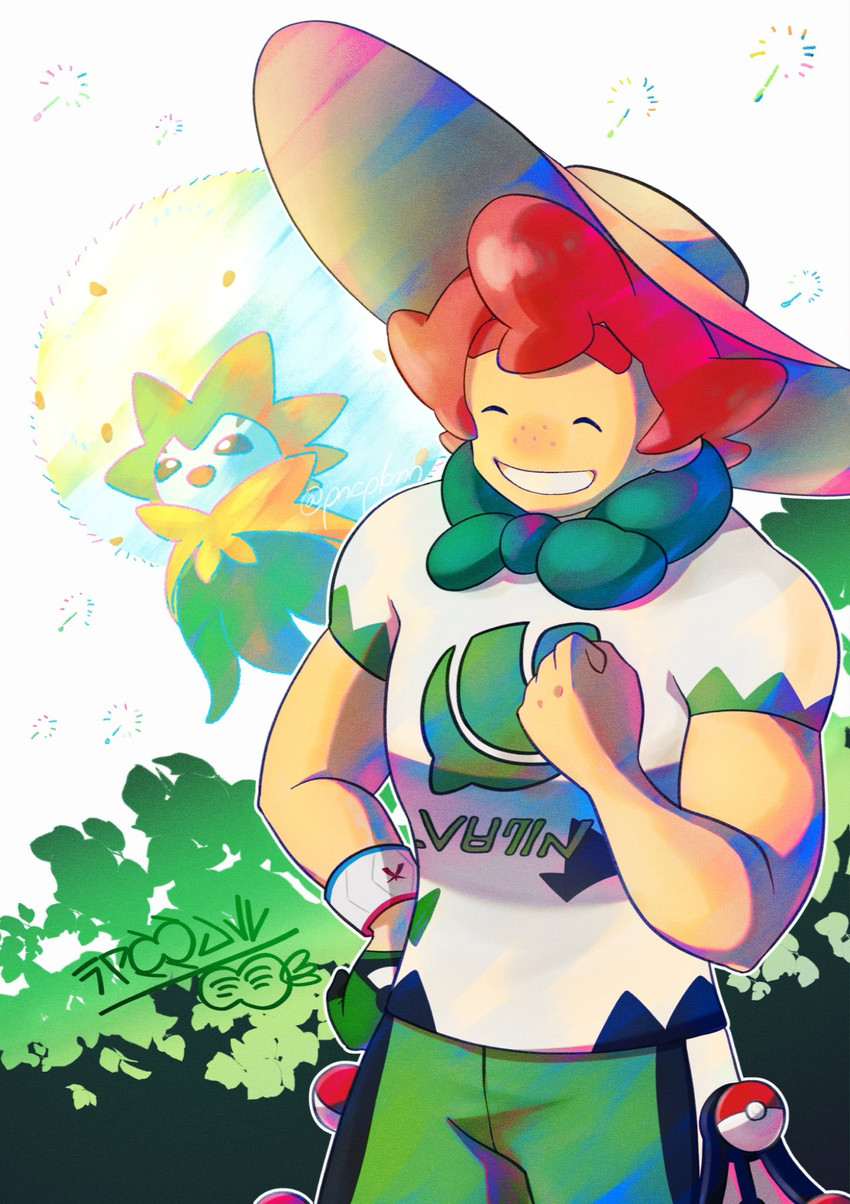 milo and eldegoss (pokemon and 1 more) drawn by punico_(punico_poke)