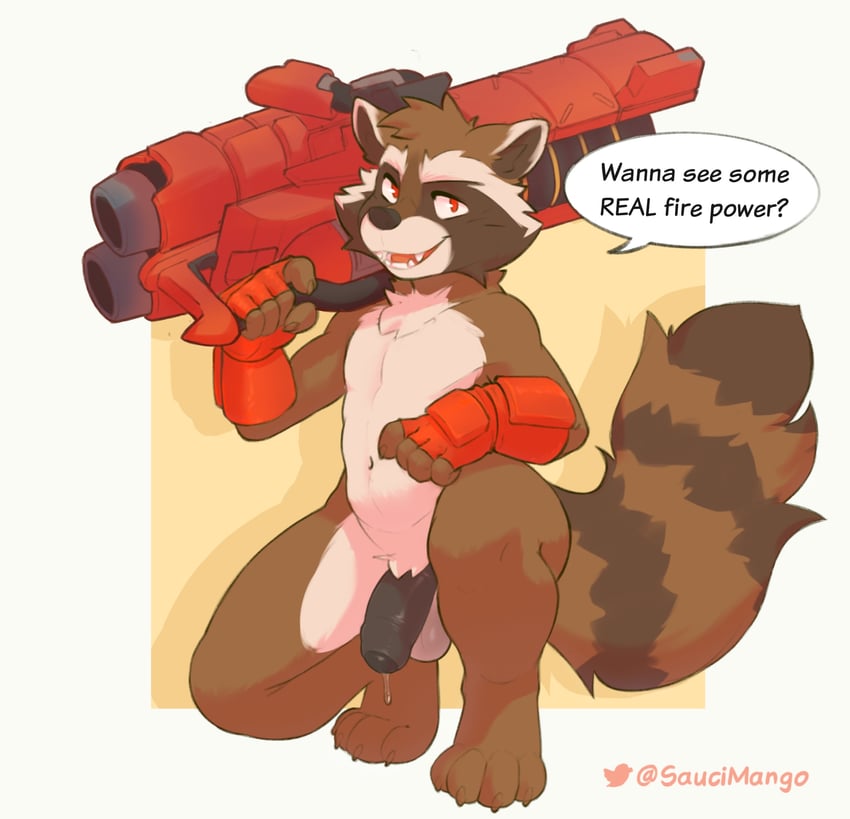 rocket raccoon (marvel and 2 more) drawn by saucimango