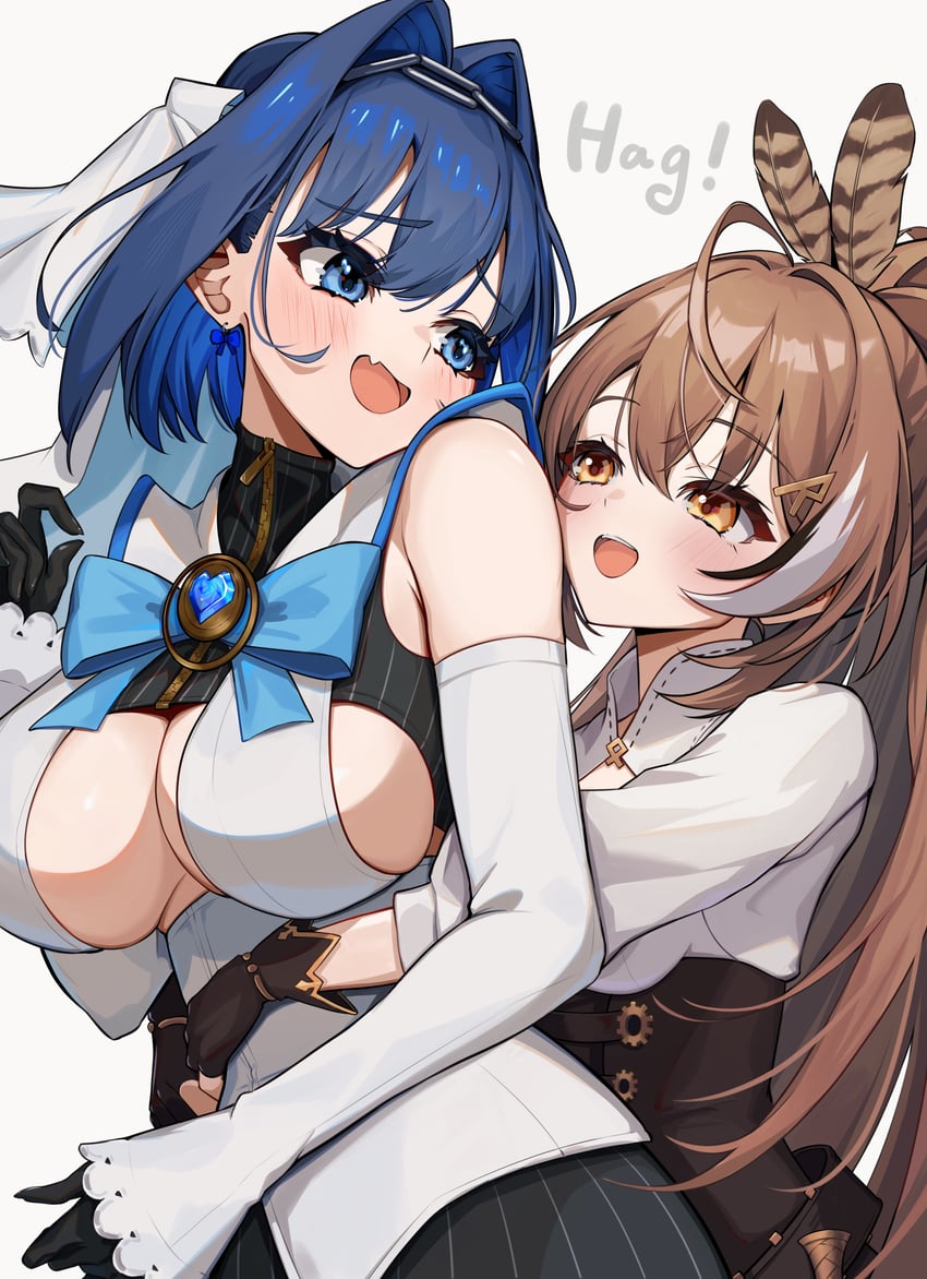 ouro kronii and nanashi mumei (hololive and 1 more) drawn by h4kuuua_0