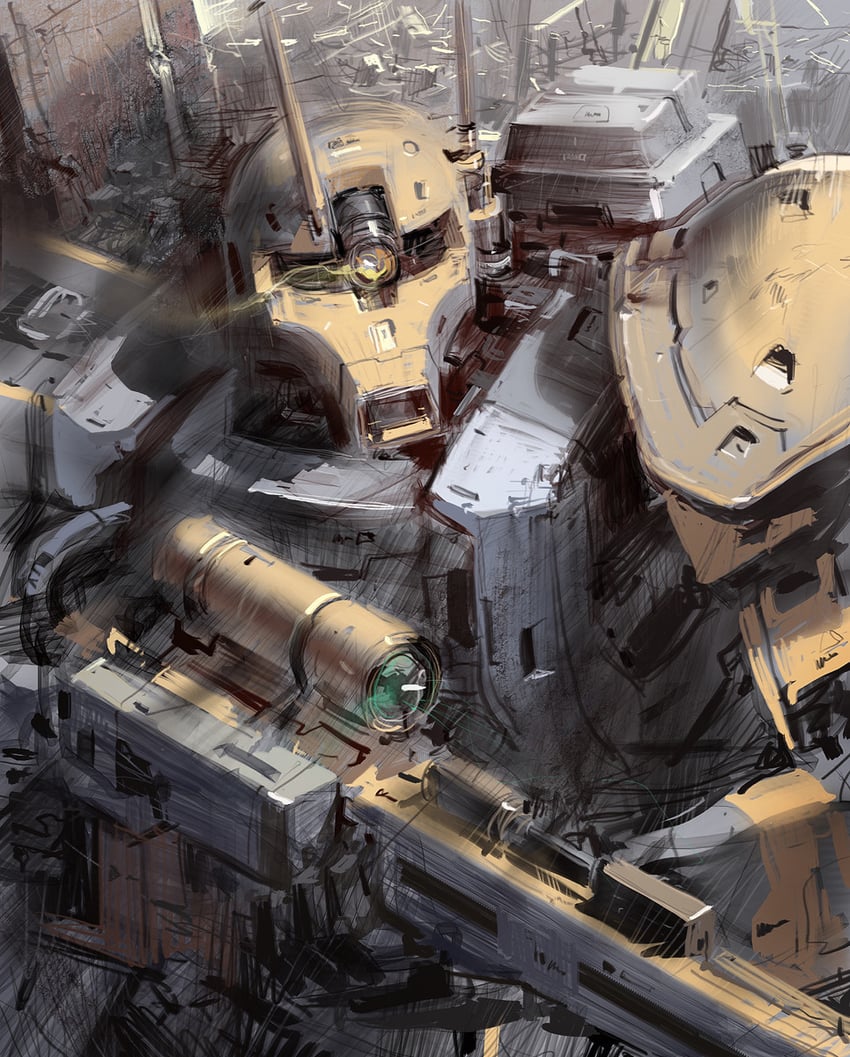 zaku i sniper type (original and 2 more) drawn by park_jae-cheol