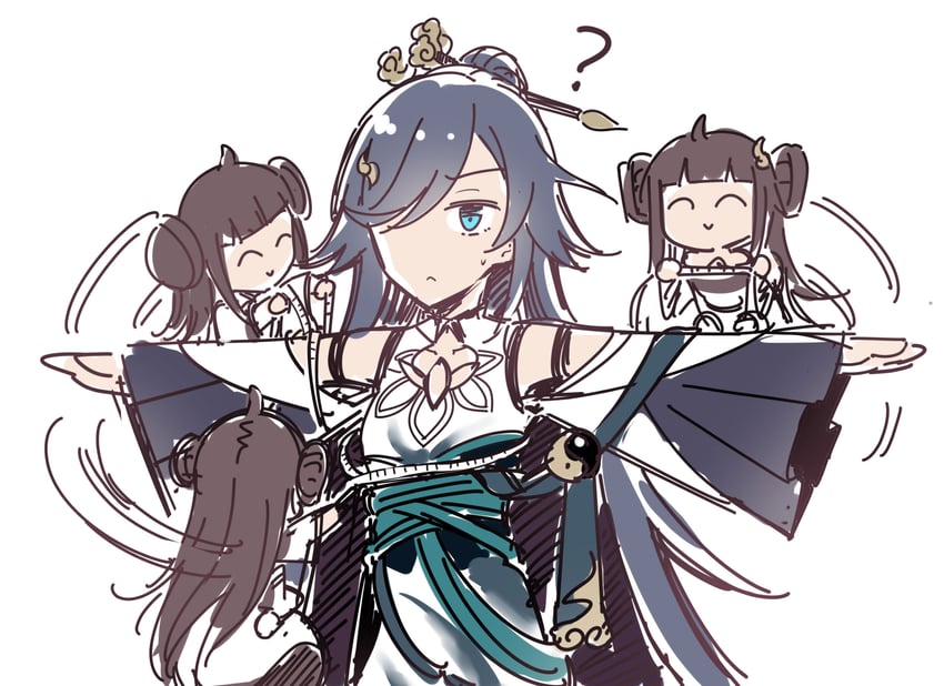 fu hua and book of fuxi (honkai and 1 more) drawn by fei_luo_mao