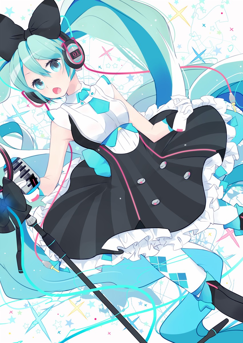 hatsune miku and magical mirai miku (vocaloid and 1 more) drawn by oluha