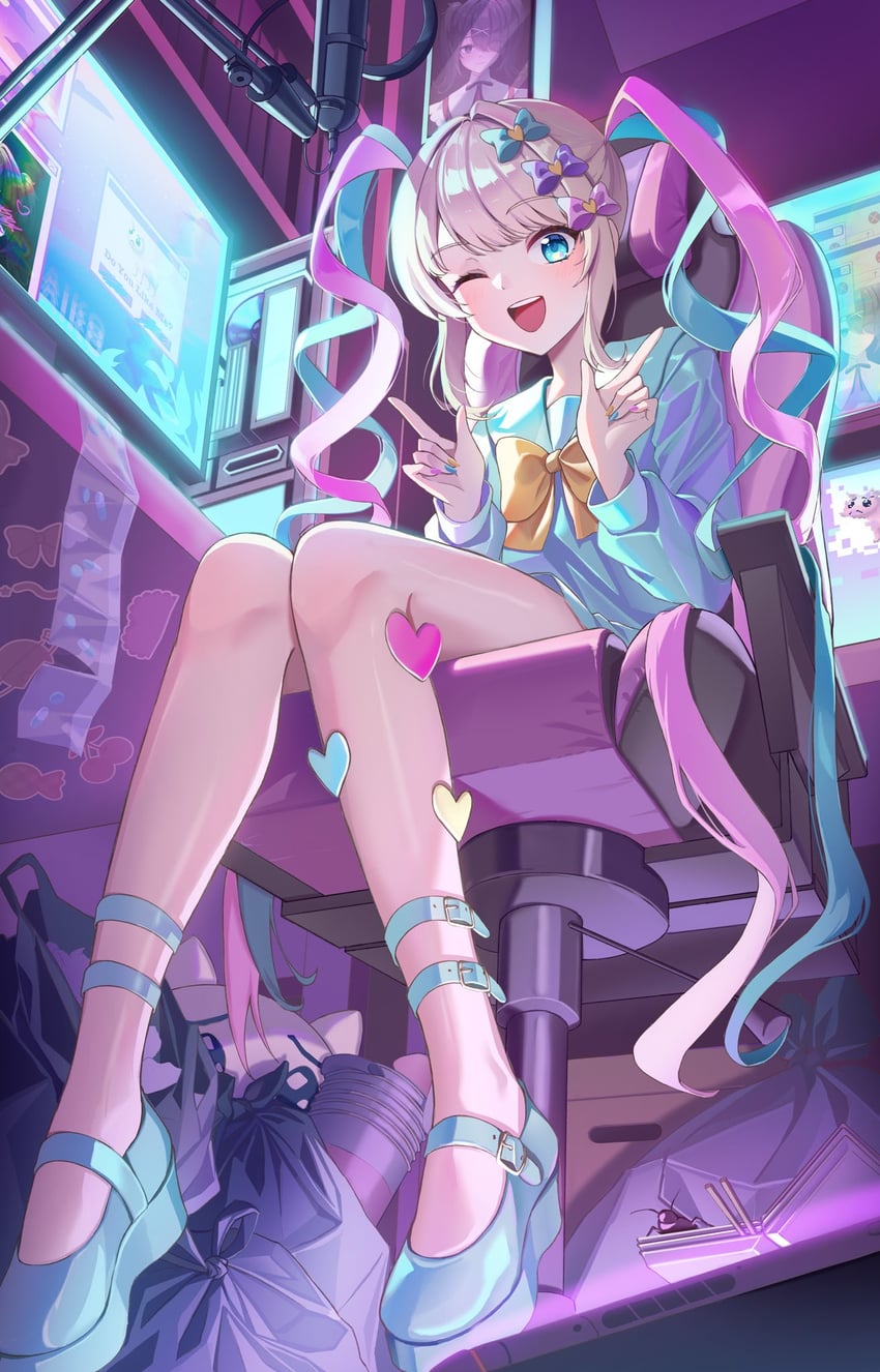 chouzetsusaikawa tenshi-chan, ame-chan, and pien cat (needy girl overdose) drawn by in_q_kim