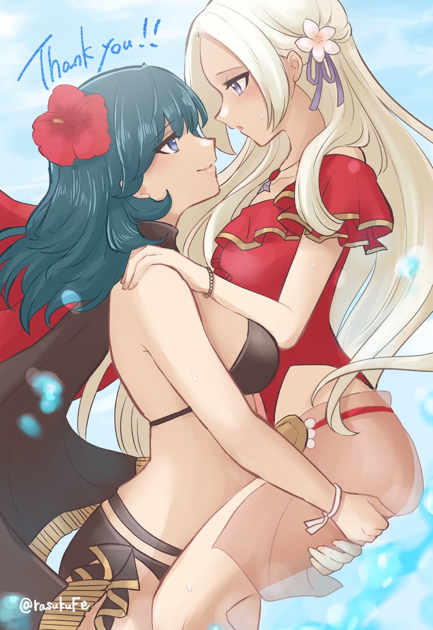female byleth and edelgard von hresvelg (fire emblem and 2 more) drawn by rasukuma
