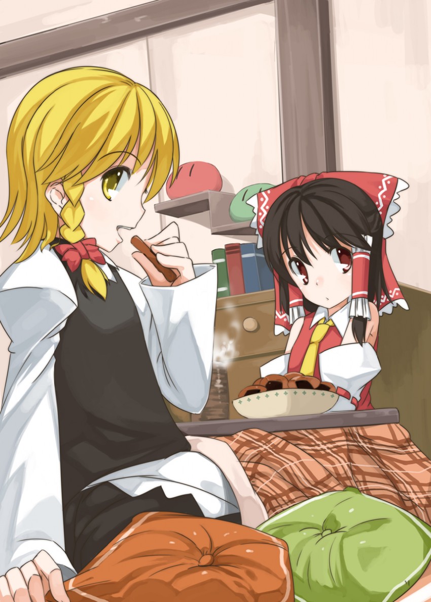 hakurei reimu and kirisame marisa (touhou and 2 more) drawn by shouji_ayumu