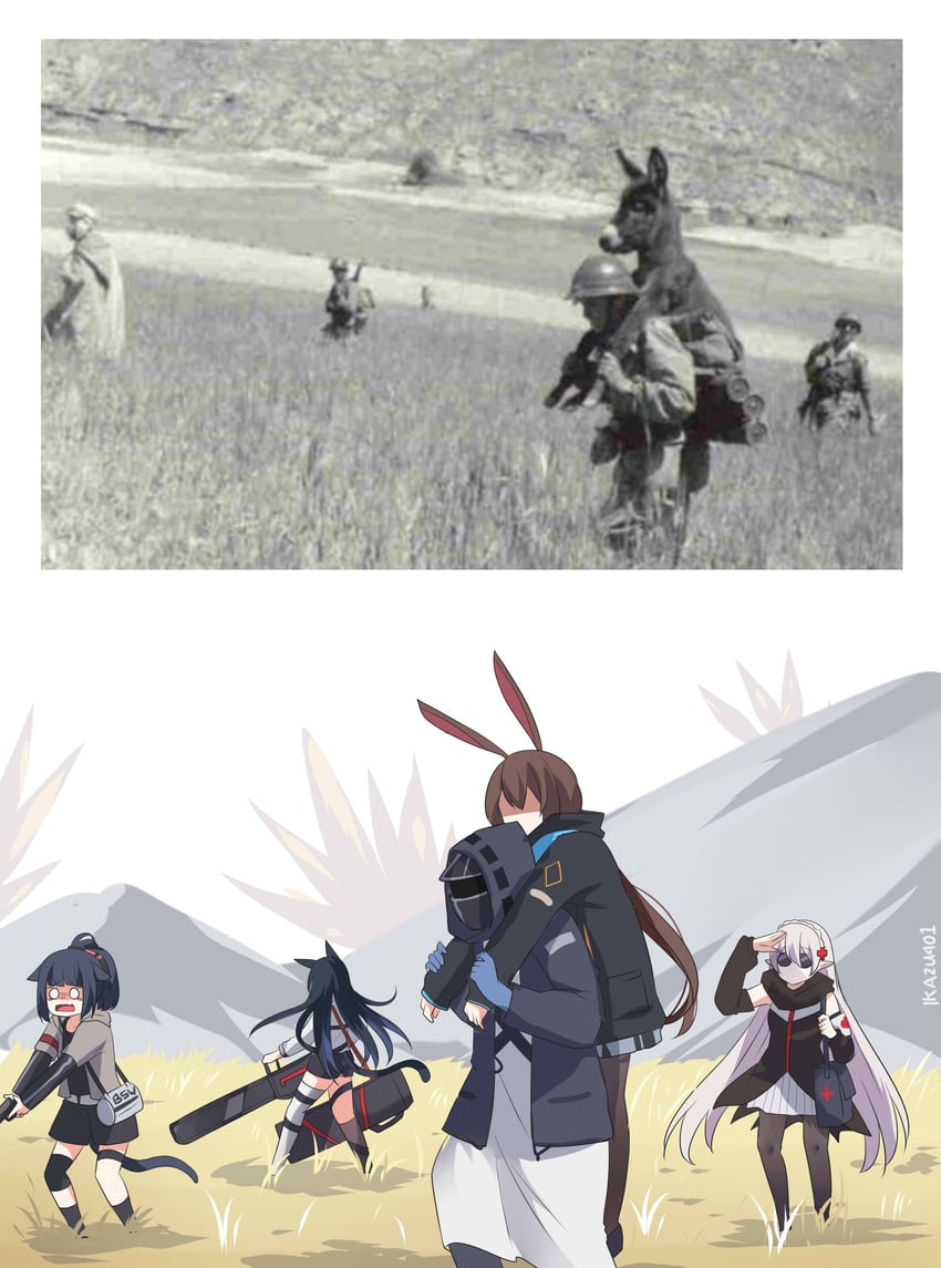 doctor, amiya, blaze, jessica, and warfarin (arknights and 1 more) drawn by ikazu401