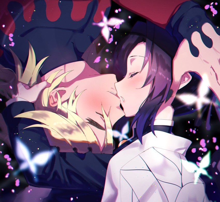 kochou shinobu and douma (kimetsu no yaiba) drawn by sellel