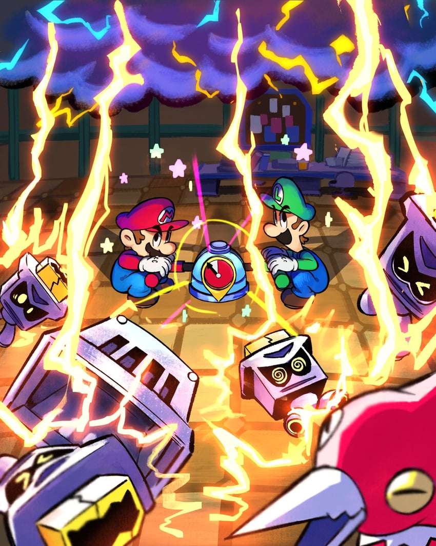 mario, luigi, snaptor, and helmet zok trooper (mario and 2 more) drawn by ya_mari_6363