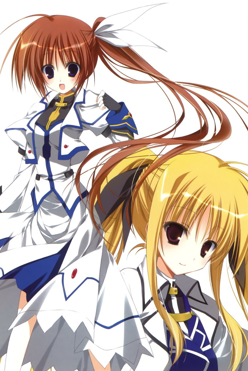 fate testarossa and takamachi nanoha (lyrical nanoha and 1 more) drawn by inugami_kira