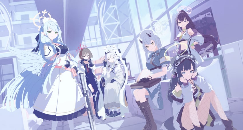 hibiki, himari, misaki, mine, sena, and 1 more (blue archive) drawn by tamagore
