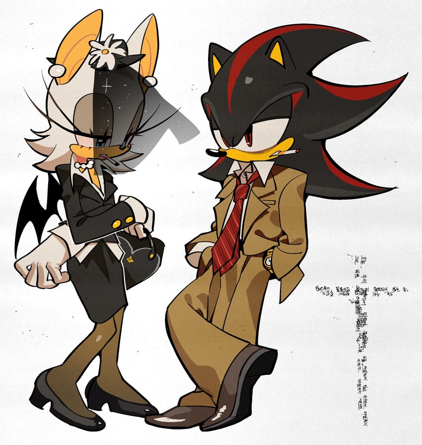 shadow the hedgehog and rouge the bat (sonic) drawn by kosherea