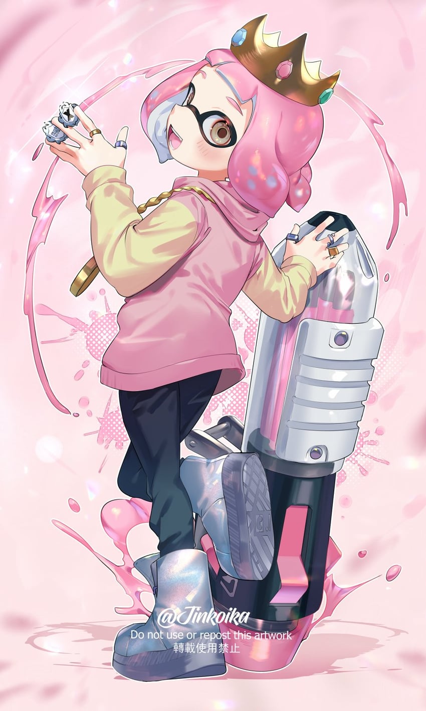 inkling player character and inkling girl (splatoon) drawn by jinkoika