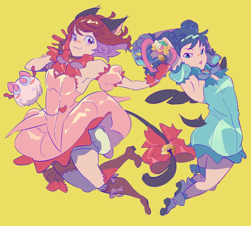 momomiya ichigo, mew ichigo, aizawa mint, mew mint, and masha (tokyo mew mew and 1 more) drawn by kiraraboshi