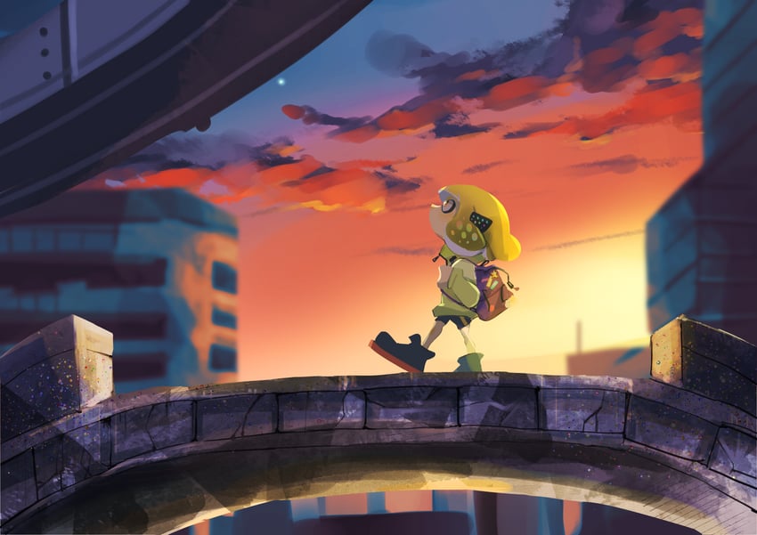 inkling player character, inkling girl, and agent 4 (splatoon and 1 more) drawn by koike3582