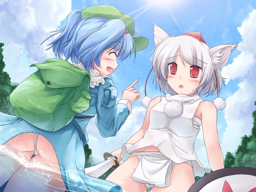 inubashiri momiji and kawashiro nitori (touhou) drawn by lzh