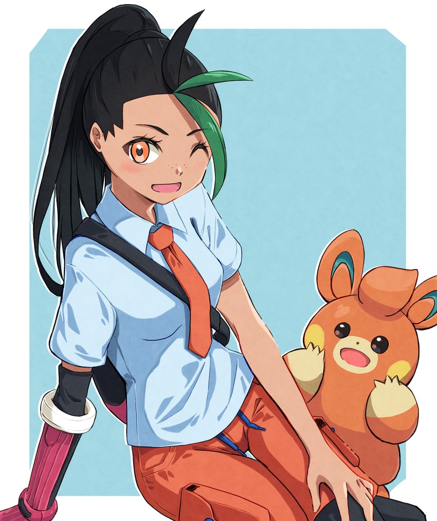 nemona and pawmi (pokemon and 1 more) drawn by negimiso1989