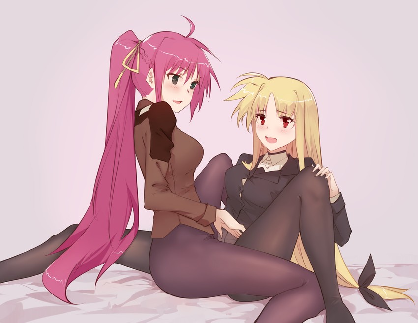 fate testarossa and signum (lyrical nanoha and 1 more) drawn by hei_chuan_gui