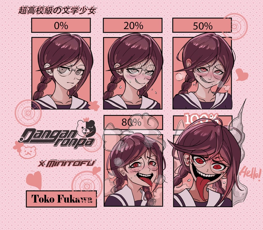 monokuma, fukawa toko, and genocider shou (danganronpa and 1 more) drawn by minitofu