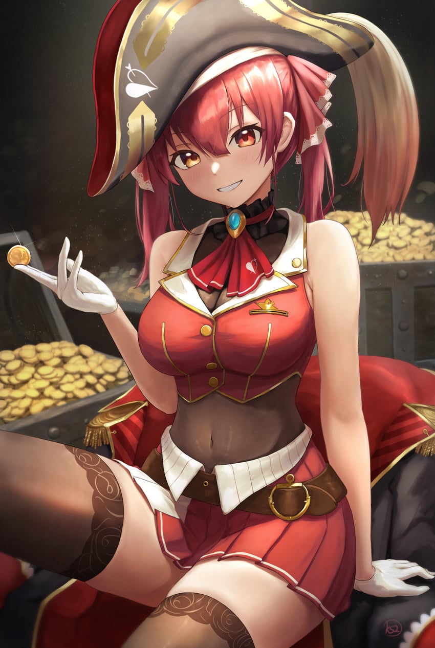 houshou marine and dokuro-kun (hololive) drawn by amano_kusatsu