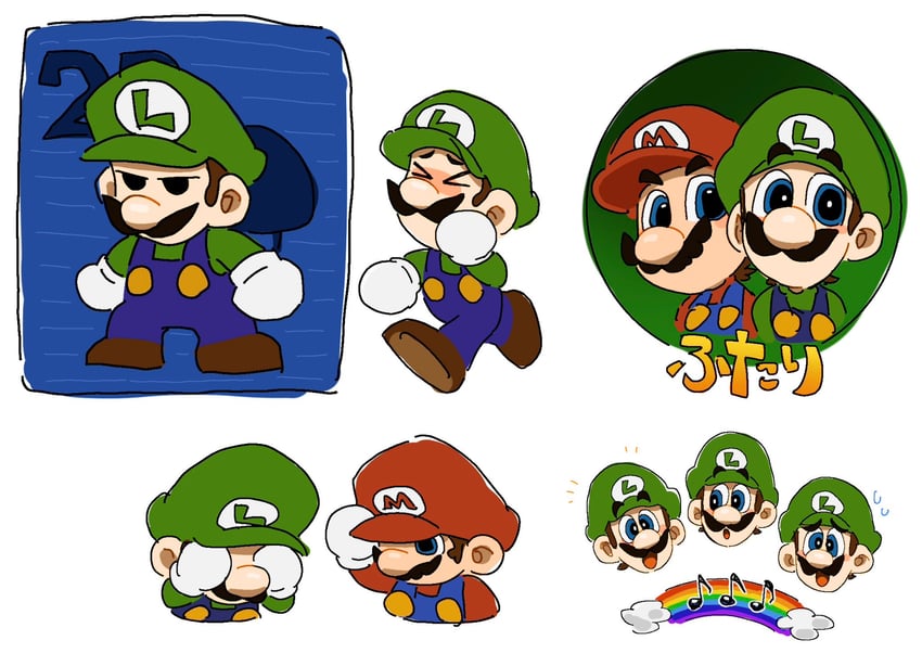 mario and luigi (mario and 3 more) drawn by mimimi_(mimimim9999)