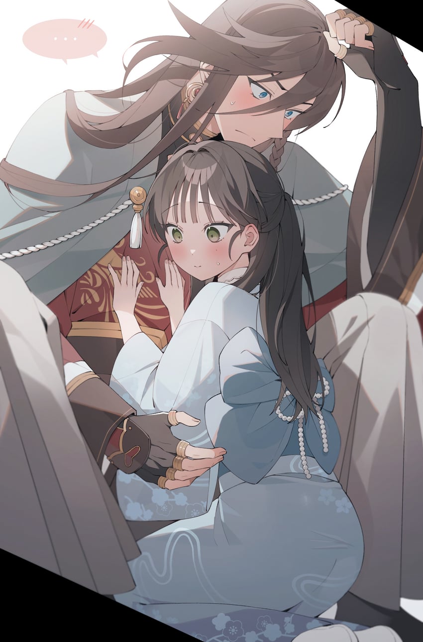 saniwa, izumi-no-kami kanesada, and female saniwa (touken ranbu) drawn by lvemhrd