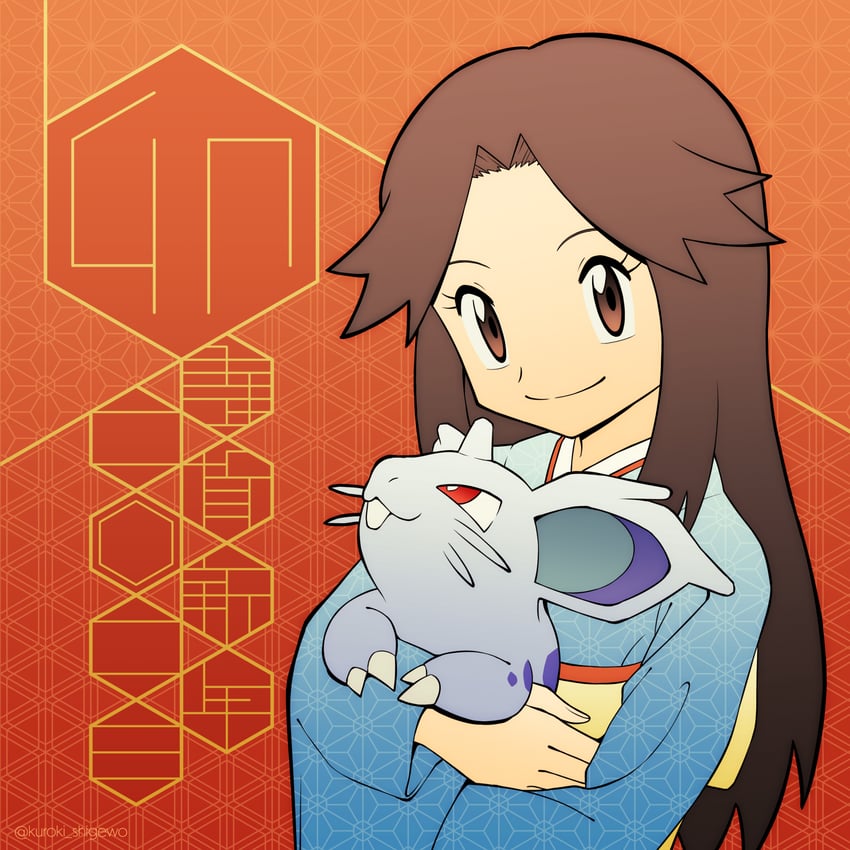 leaf and nidoran (pokemon and 1 more) drawn by kuroki_shigewo