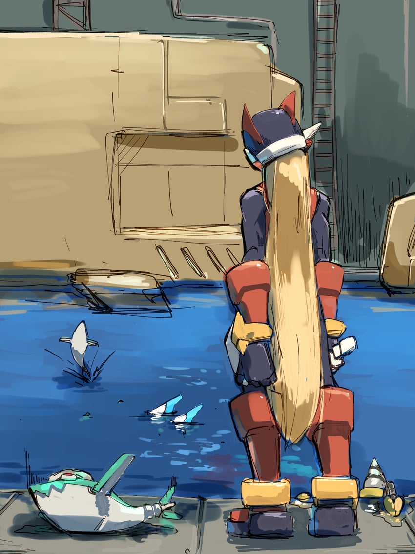 zero, zero(z), and fairy leviathan (mega man and 2 more) drawn by omochi_(mochi_skymega)