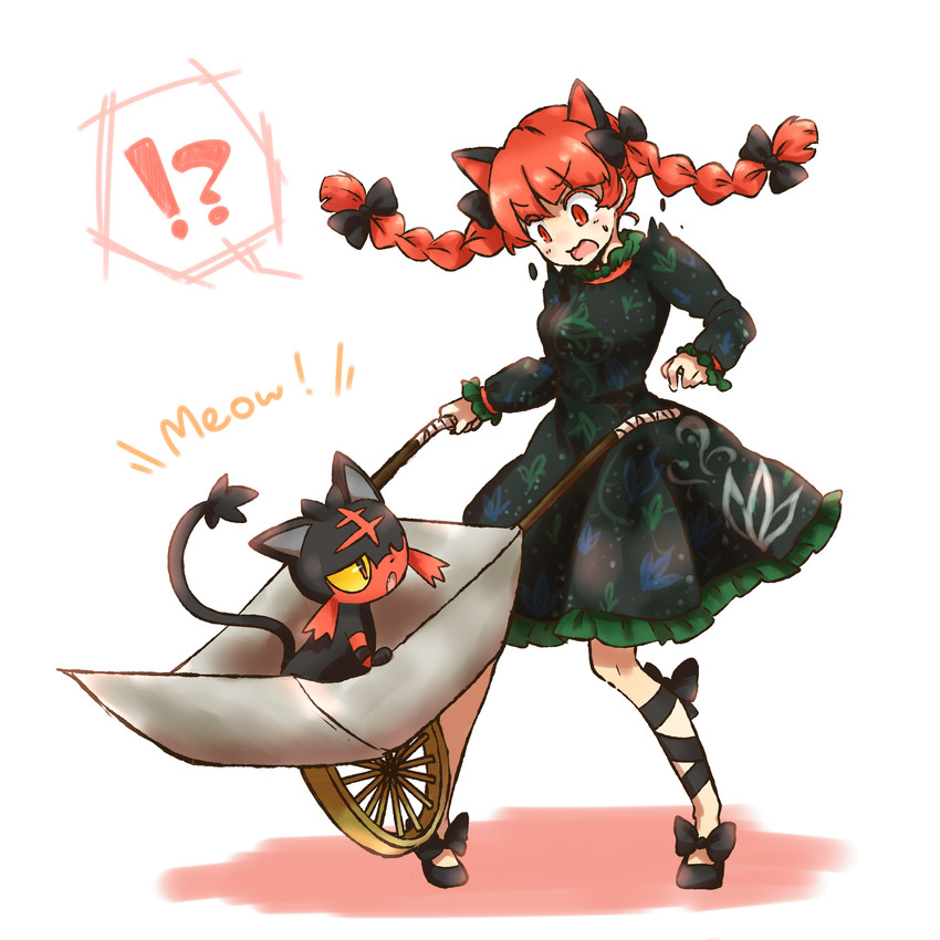 kaenbyou rin and litten (touhou and 2 more) drawn by iiwake