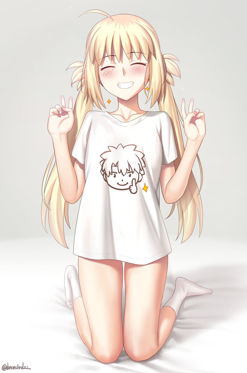 artoria pendragon, fujimaru ritsuka, and artoria caster (fate and 1 more) drawn by besmiled