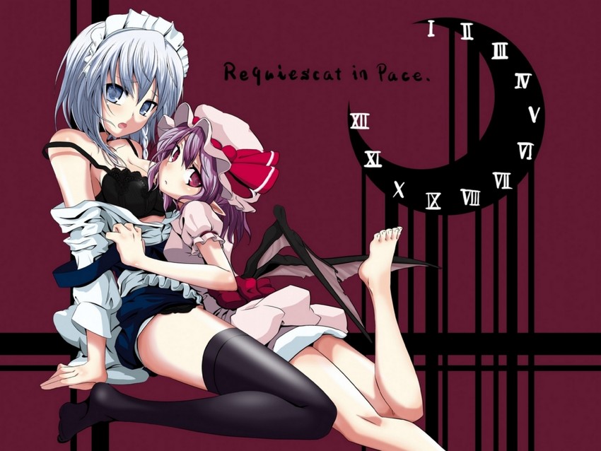 remilia scarlet and izayoi sakuya (touhou) drawn by satou_samu