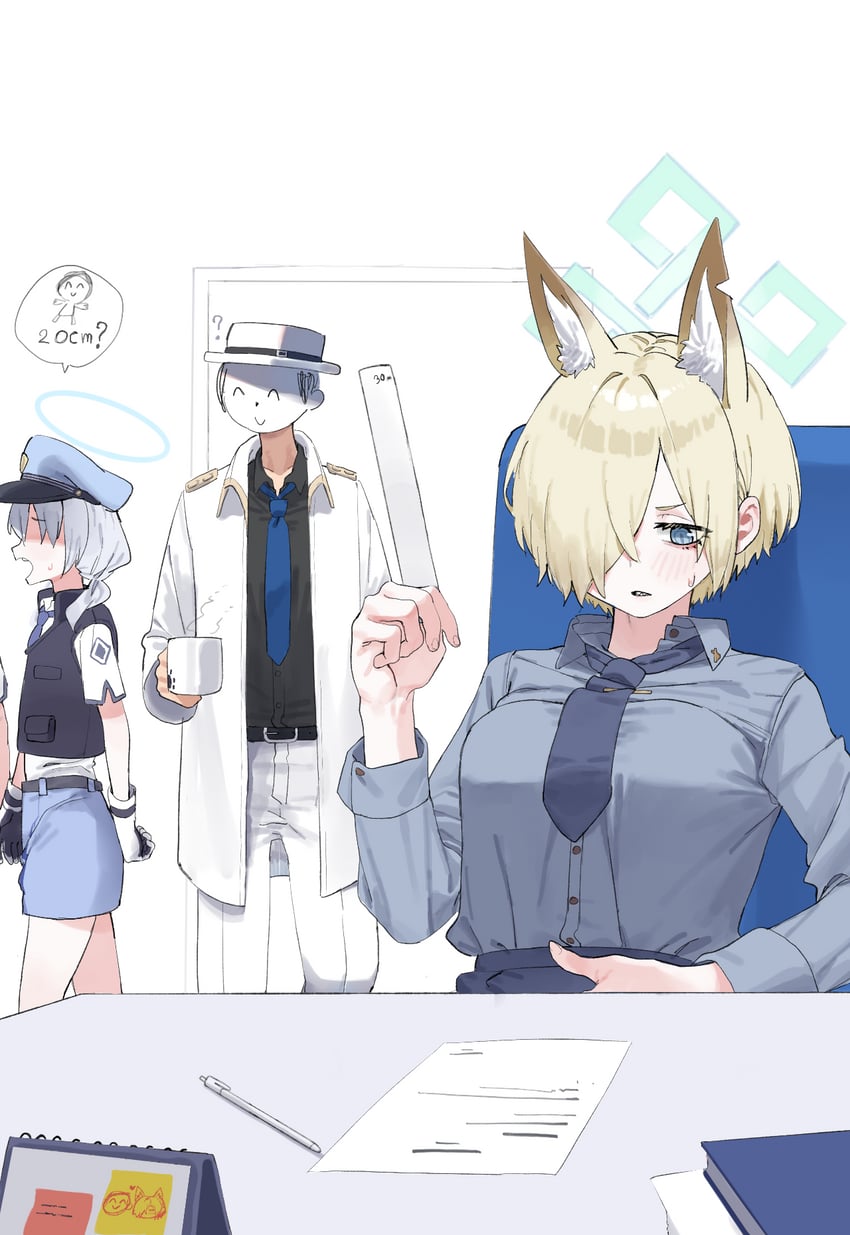 sensei, doodle sensei, kanna, and valkyrie police academy student (blue archive) drawn by lonklink