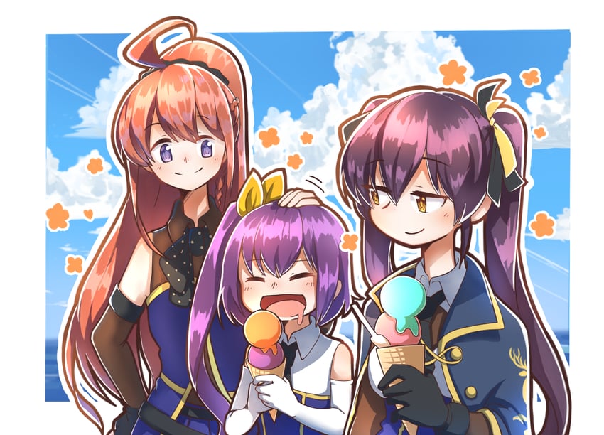 hishida haru, kawanabe nazuna, and yokoyama azusa (assault lily) drawn by nabezoko_no_okoge