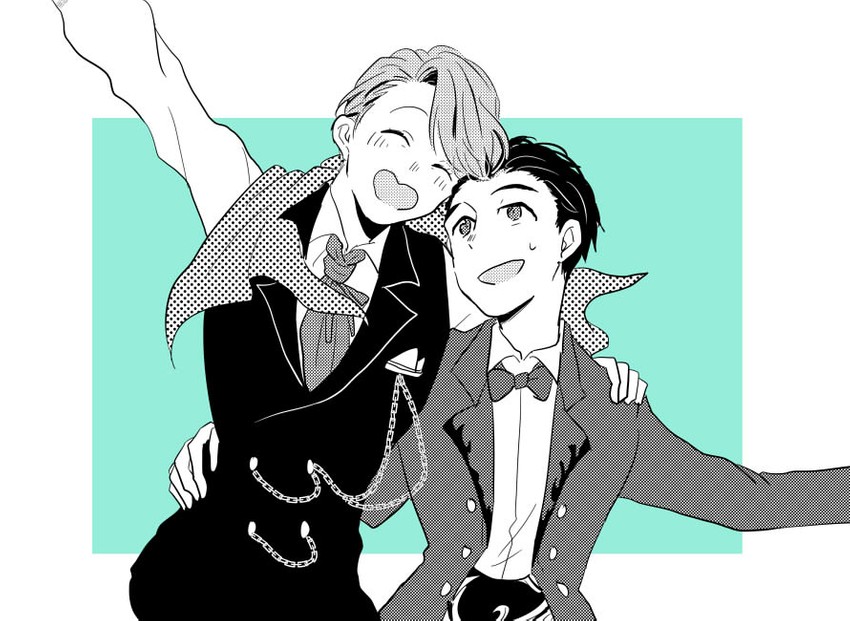 katsuki yuuri and viktor nikiforov (yuri!!! on ice) drawn by ake_(harlequin)