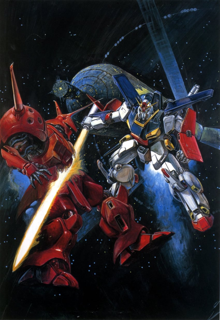 zz gundam and r-jarja (gundam and 1 more) drawn by takani_yoshiyuki