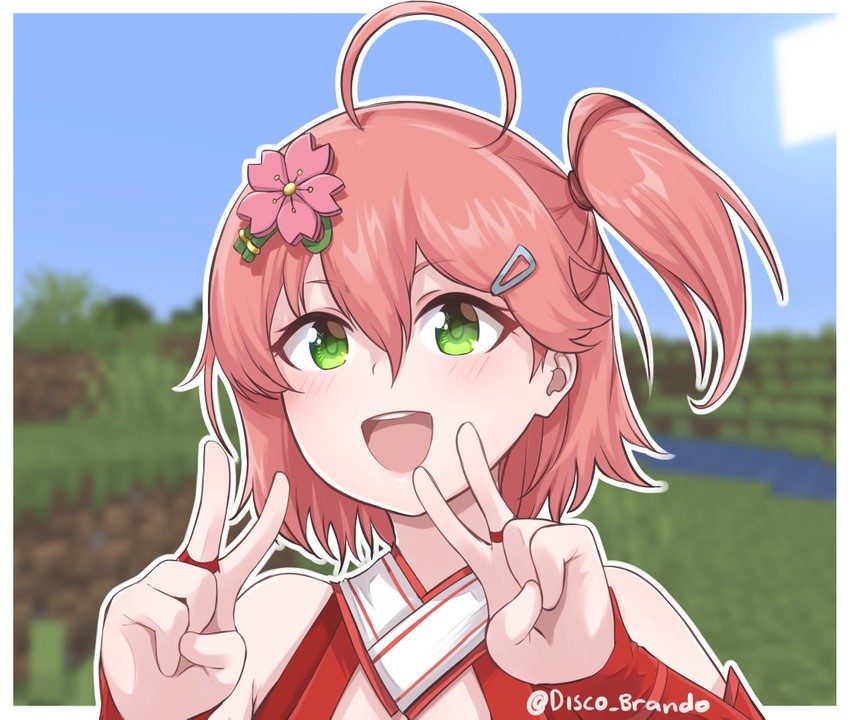 sakura miko (hololive and 1 more) drawn by disco_brando
