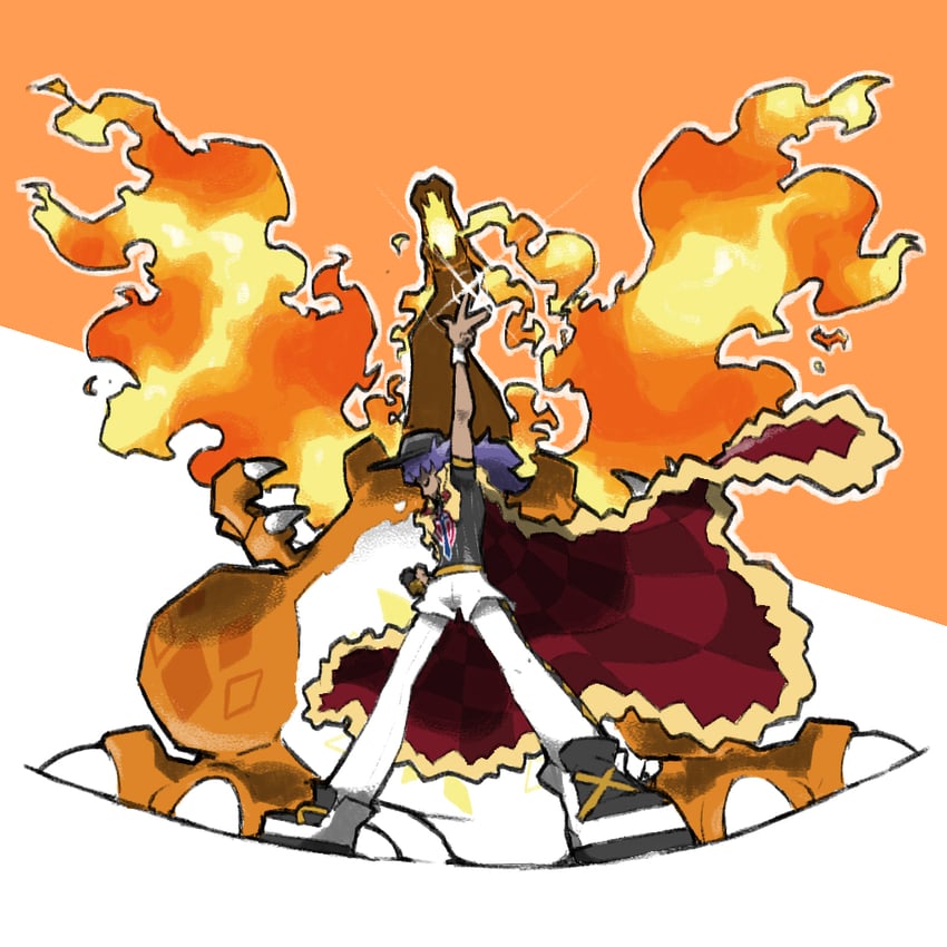 leon, charizard, and gigantamax charizard (pokemon and 1 more) drawn by blacknirrow