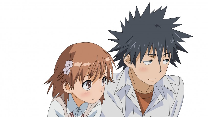 misaka mikoto and kamijou touma (toaru majutsu no index and 1 more) drawn by izumi_(hsls)
