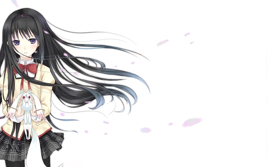 akemi homura and kyubey (mahou shoujo madoka magica) drawn by kazuharu_kina