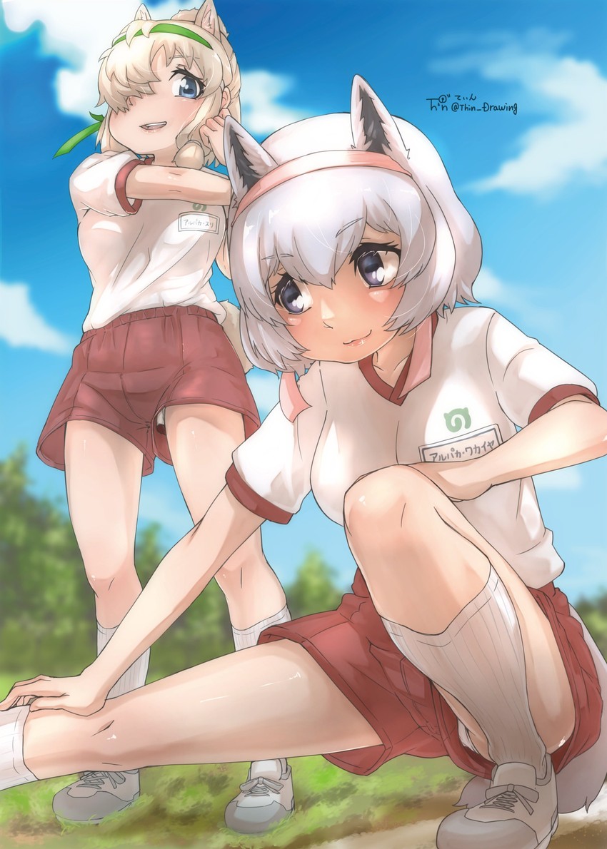 alpaca suri and alpaca huacaya (kemono friends) drawn by thin_(suzuneya)