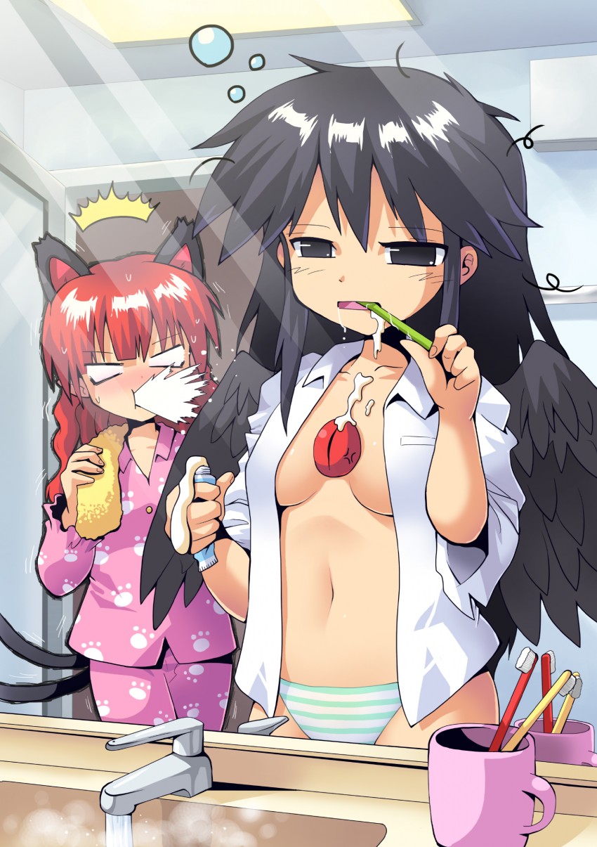 kaenbyou rin and reiuji utsuho (touhou) drawn by kurogarasu
