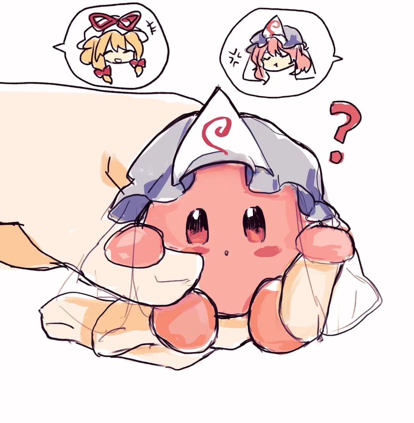 yakumo yukari, saigyouji yuyuko, and kirby (touhou and 1 more) drawn by hu_su